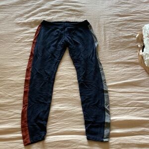 Sundry Navy Leggings with Red and Gray Stripes